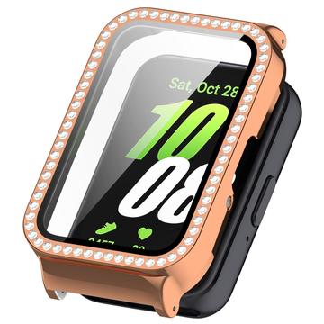 Ozdobne Etui z Kryształkami z Osłoną Ekranu do Samsung Galaxy Fit3 - Różowe Złoto