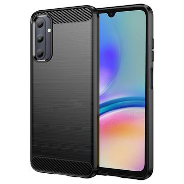 Szczotkowane Etui z TPU do Samsung Galaxy A05s - Włókno Węglowe - Czarne