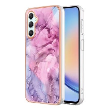 Samsung Galaxy A25 - Galwanizowane Etui IMD z TPU z Deseniem Marmuru - Błękit / Róż