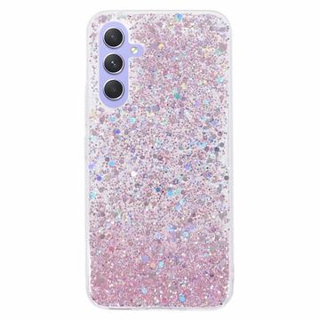 Samsung Galaxy A35 Etui z TPU Glitter Flakes - Róż