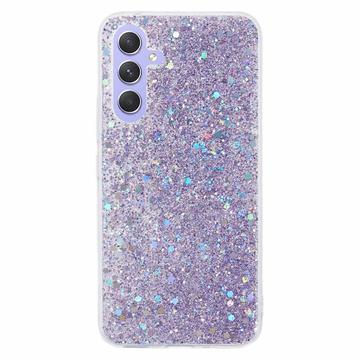 Samsung Galaxy A35 Etui z TPU Glitter Flakes - Fiolet