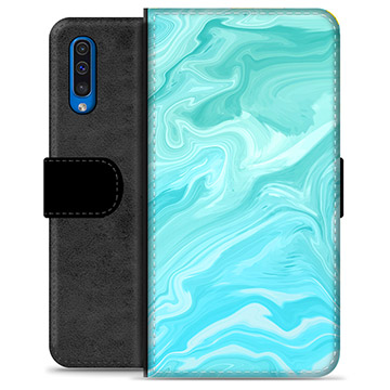 Etui Portfel Premium - Samsung Galaxy A50 - Błękitny Marmur