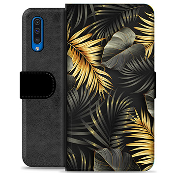 Etui Portfel Premium - Samsung Galaxy A50 - Złote Liście