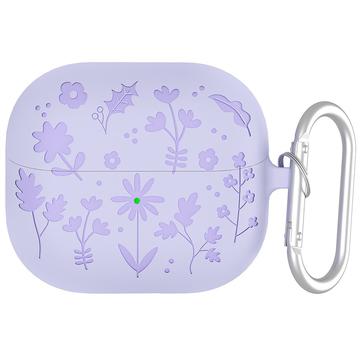 Samsung Galaxy Buds3/Buds3 Pro Flower Pattern Etui silikonowe z karabińczykiem