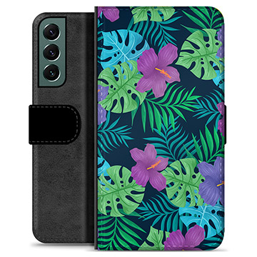 Etui Portfel Premium - Samsung Galaxy S22+ 5G - Tropikalne Kwiaty