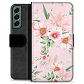 Etui Portfel Premium - Samsung Galaxy S22+ 5G - Kwiaty Akwarelowe