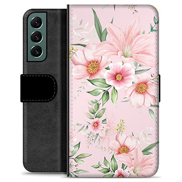 Etui Portfel Premium - Samsung Galaxy S22+ 5G - Kwiaty Akwarelowe