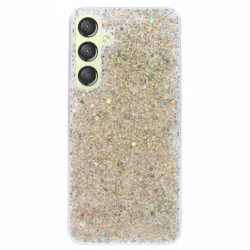 Samsung Galaxy S24 Etui z TPU Glitter Flakes - Złoto