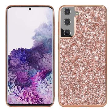 Hybrydowe Etui z Serii Glitter do Samsung Galaxy S24 - Różowe Złoto