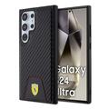 Samsung Galaxy S24 Ultra Ferrari Carbon Stitched Bottom Etui - Czarny