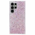 Samsung Galaxy S24 Ultra Etui z TPU Glitter Flakes - Róż