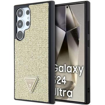 Samsung Galaxy S24 Ultra Etui Guess Rhinestones Triangle Metal Logo - Złoto