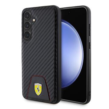 Samsung Galaxy S24+ Ferrari Carbon Stitched Bottom Etui - czarny