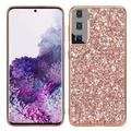 Hybrydowe Etui z Serii Glitter do Samsung Galaxy S24+ - Różowe Złoto