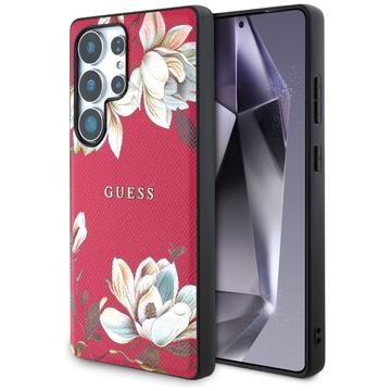 Samsung Galaxy S25 Ultra Guess Grained Printed Flower Pattern Etui - kompatybilny z MagSafe