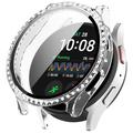 Ozdobne Etui z Kryształkami z Osłoną Ekranu do Samsung Galaxy Watch7 - 40mm - Przezroczysty biały