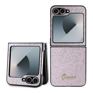 Samsung Galaxy Z Flip6 Hybrydowe Etui Guess Glitter Flakes Metal Logo - Róż