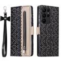 Etui z Portfelem Lace Pattern do Samsung Galaxy S23 Ultra 5G - Czarne