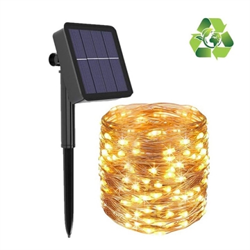 Solar Wodoodporny IP67 Łańcuch Światełek LED - 12m - Żółty