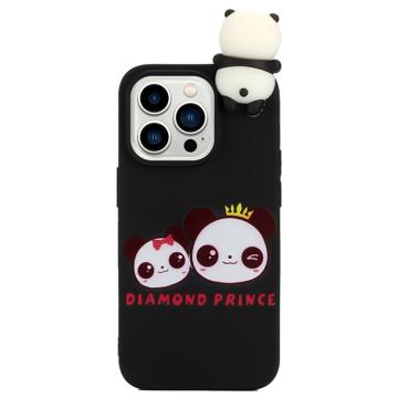 iPhone 14 Pro Etui z TPU Serii Figur 3D - Dwie Pandy