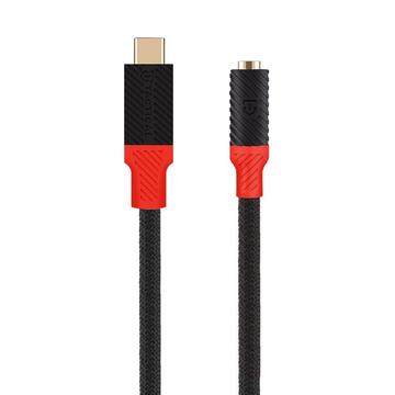 Tactical przejściówka Pin4Fun z USB-C na 3.5mm - 10cm - czarna / czerwona