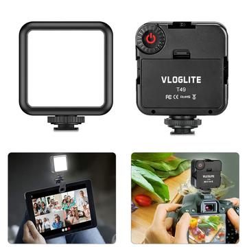 VLOGLITE T49 LED Video Light 5600K Przenośny panel oświetleniowy do fotografii Mini lampa wypełniająca do transmisji na żywo