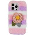 iPhone 14 Pro Etui z TPU 3D Plush Puszysta zima - Róż Róża