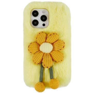 iPhone 14 Pro Etui z TPU 3D Plush Puszysta zima - Żółty Kwiat