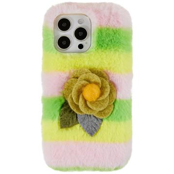 iPhone 14 Pro Etui z TPU 3D Plush Puszysta zima - Żółty Róża