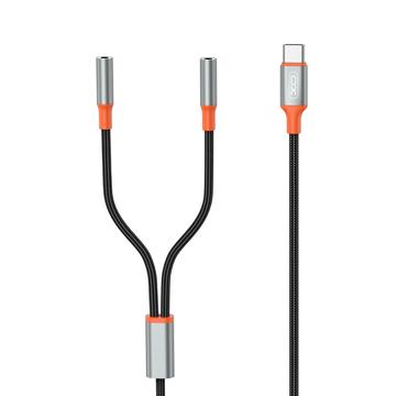 Kabel audio XO NB-R269B 2 w 1 - USB-C / 2x3.5mm - 1.2m - Czarny