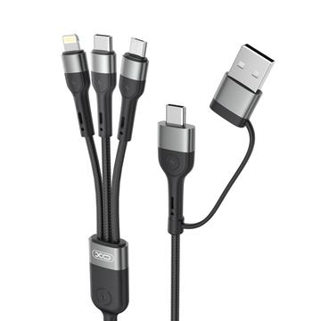 Kabel ładujący XO NB254 6 w 1 - USB-C, Lightning, MicroUSB, USB-A - 1.2m - czarny