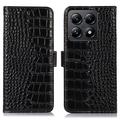 Xiaomi 14T Pro Skórzane Etui z Portfelem Crocodile z RFID - Czarne