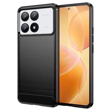 Szczotkowane Etui z TPU do Xiaomi Redmi K70/K70 Pro/Poco F6 Pro - Włókno Węglowe