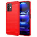 Szczotkowane Etui z TPU do Xiaomi Redmi Note 12/Poco X5 - Włókno Węglowe - Czerwień