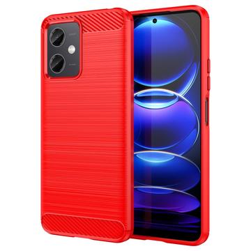 Szczotkowane Etui z TPU do Xiaomi Redmi Note 12/Poco X5 - Włókno Węglowe - Czerwień