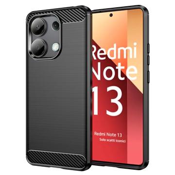 Szczotkowane Etui z TPU do Xiaomi Redmi Note 13 4G - Włókno Węglowe - Czarne