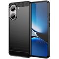 Xiaomi Redmi Turbo 4/Poco X7 Pro Szczotkowane Etui z TPU - Włókno Węglowe - Czarne