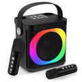 YS307 Domowy głośnik karaoke Bluetooth z podświetleniem RGB i 2 mikrofonami - czarny