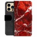 Etui Portfel Premium - iPhone 13 Pro Max - Czerwony Marmur