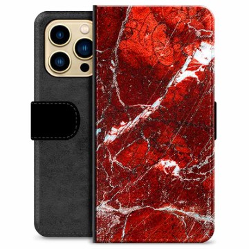 Etui Portfel Premium - iPhone 13 Pro Max - Czerwony Marmur