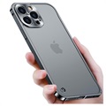 iPhone 13 Pro Metalowy Bumper z Tyłem ze Szkła Hartowanego - Czerń