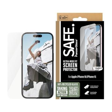 Ochraniacz ekranu iPhone 15/16 PanzerGlass Safe Ultra-Wide Fit - 9H - przezroczysty