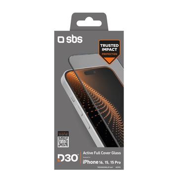 iPhone 15/16 SBS D3O Active Pełna osłona ekranu ze szkła hartowanego z ramką