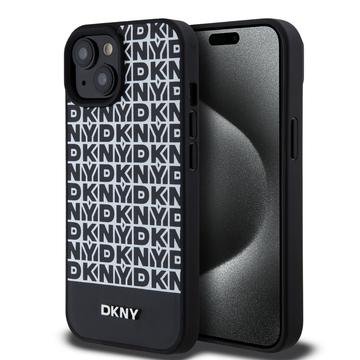 Etui na iPhone 15 DKNY Repeat Pattern Bottom Stripe - kompatybilne z MagSafe - czarne