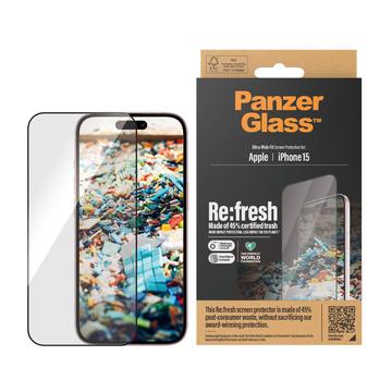 iPhone 15 PanzerGlass Re:fresh Ultra-Wide Fit szkło hartowane ochronne na ekran z EasyAligner - Czarna Krawędź