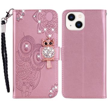 iPhone 15 Plus Owl Rhinestone Wallet Case