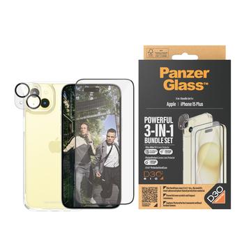 Zestaw Ochronny PanzerGlass 3 w 1 do iPhone 15 Plus - Przezroczysty