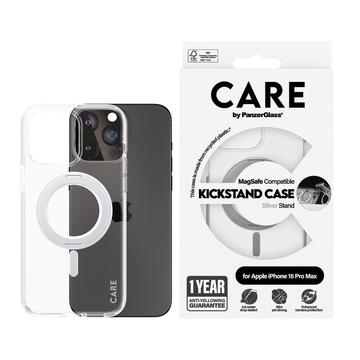 iPhone 15 Plus PanzerGlass Care Kickstand Etui - kompatybilny z MagSafe - srebrny