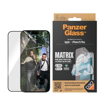 Ochraniacz ekranu iPhone 15 Plus PanzerGlass Matrix D3O UWF z zestawem AlignerKit - Czarna Krawędź