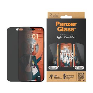 iPhone 15 Plus Szkło Hartowane PanzerGlass Ultra-Wide Fit Privacy EasyAligner - Czarna Krawędź